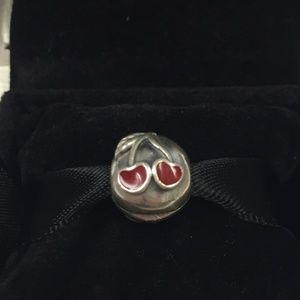 Silver and Love Red Cherries Clip Charm